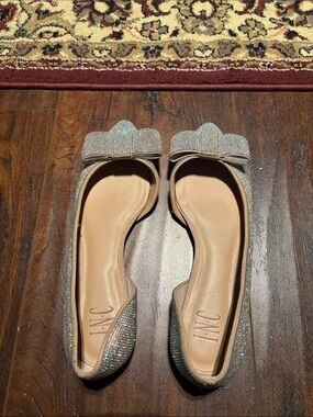 INC International Concepts Iridescent Crystal Bow Flats - Nude Insole
